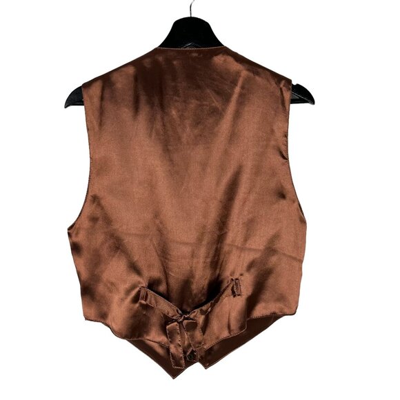 Vintage 90s Brown Suede Button Up Vest Large - Picture 2 of 6